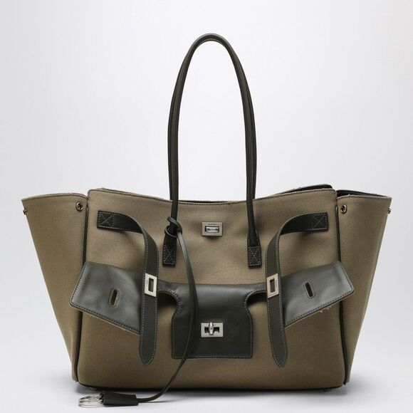 Balenciaga Women's Carry All Bel Air Media Bag In Khaki Canvas - Picture 1 of 2